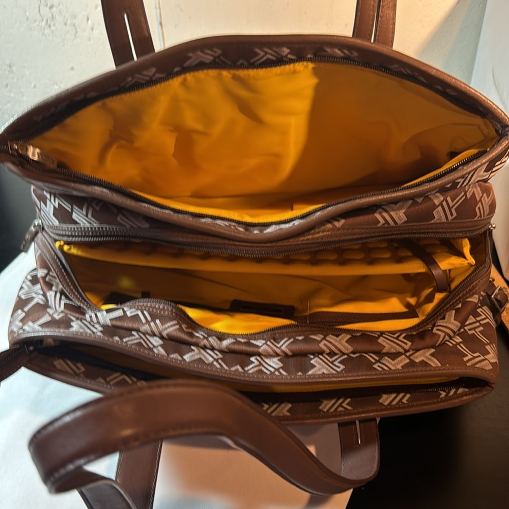 TUMI Maroon Patterned Canvas Laptop Bag - Picture 5 of 14